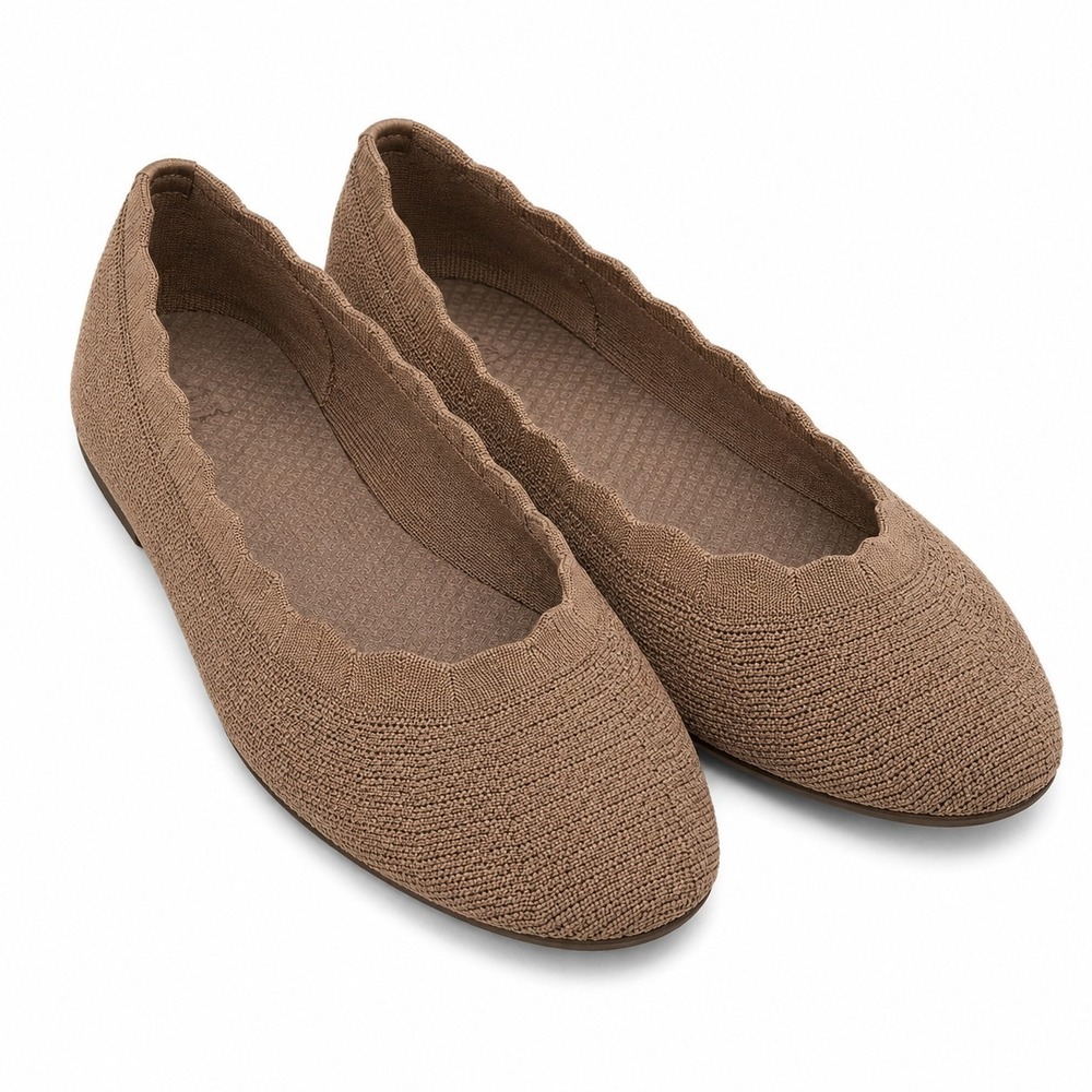 SKECHERS Cleo 2.0 Love Spell Stretch Fit Skimmer Ballet Flat Sz 9 Mocha Brown